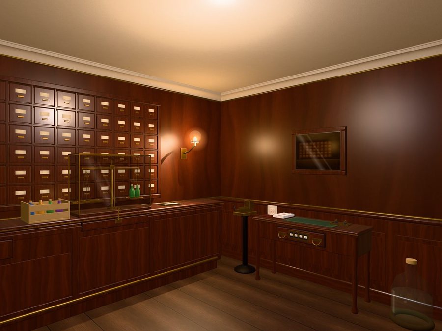 The shop and the poison room, either side of one locked door
