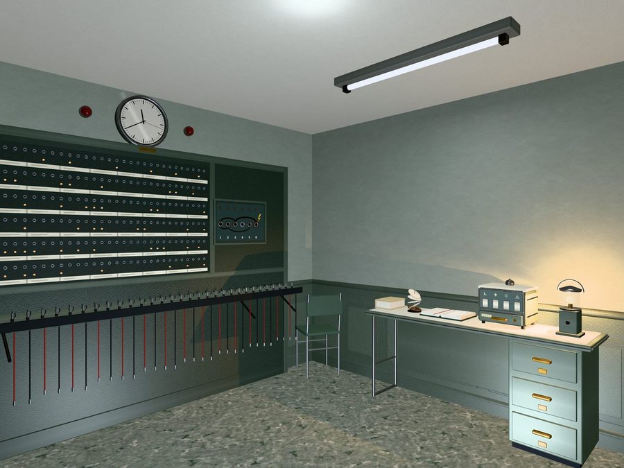 The switch room and the apparatus room, either side of one locked door