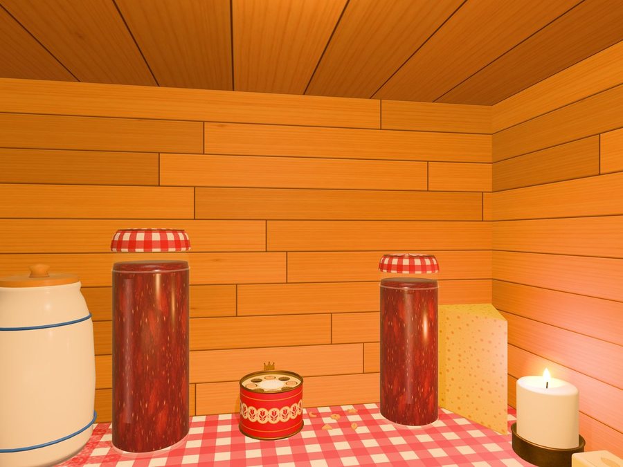 The pantry shelf and the drawer, either side of the little door